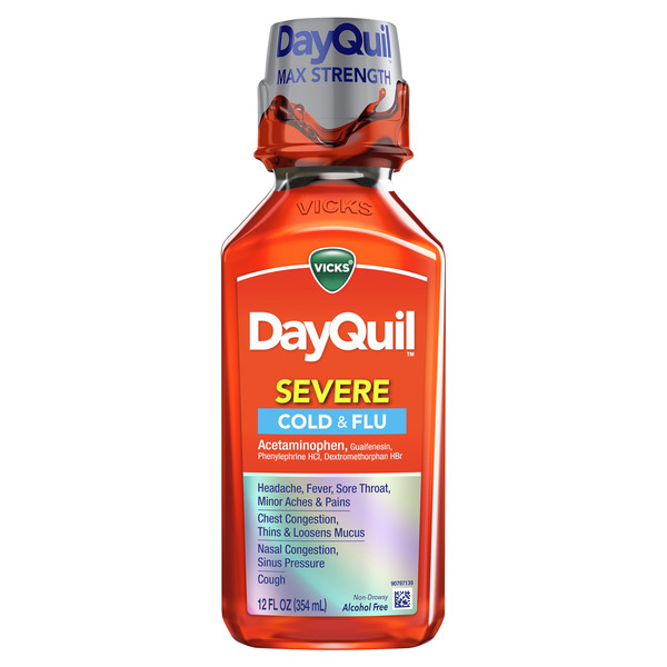 Vicks DayQuil Daytime Cold, Cough and Flu Liquid Over-the-Counter Medicine (12 fl oz)