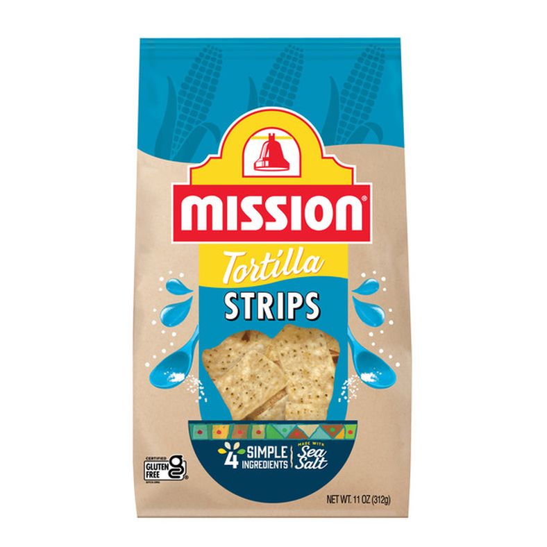 Mission Strips White Corn Tortilla Chips, 11 Ounce Bag