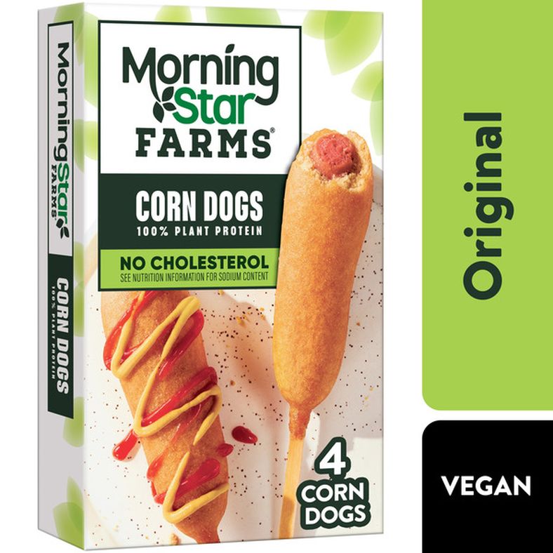 Morning Star Farms Original Plant Based Corn Dogs, Vegan Meat, 10 oz, 4 Count