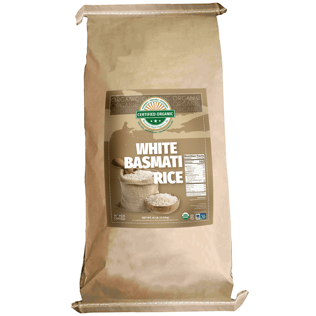 Mountain High Organics - 25 lbs, Certified Organic Basmati White Rice