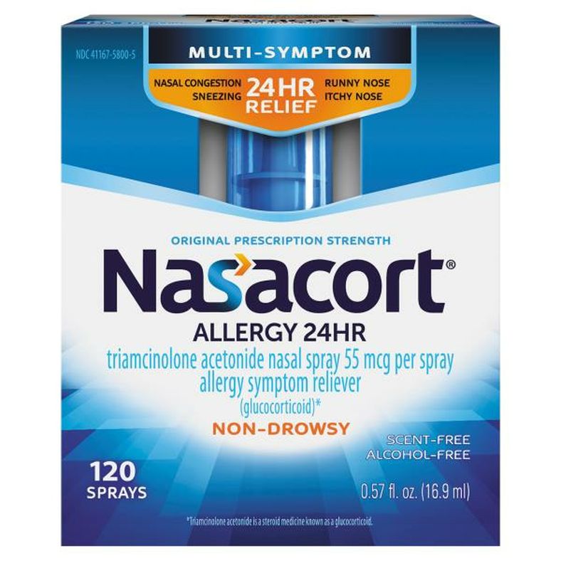 Nasacort 24HR Allergy Nasal Spray for Adults, Non-drowsy & Alcohol Free, 120 Sprays