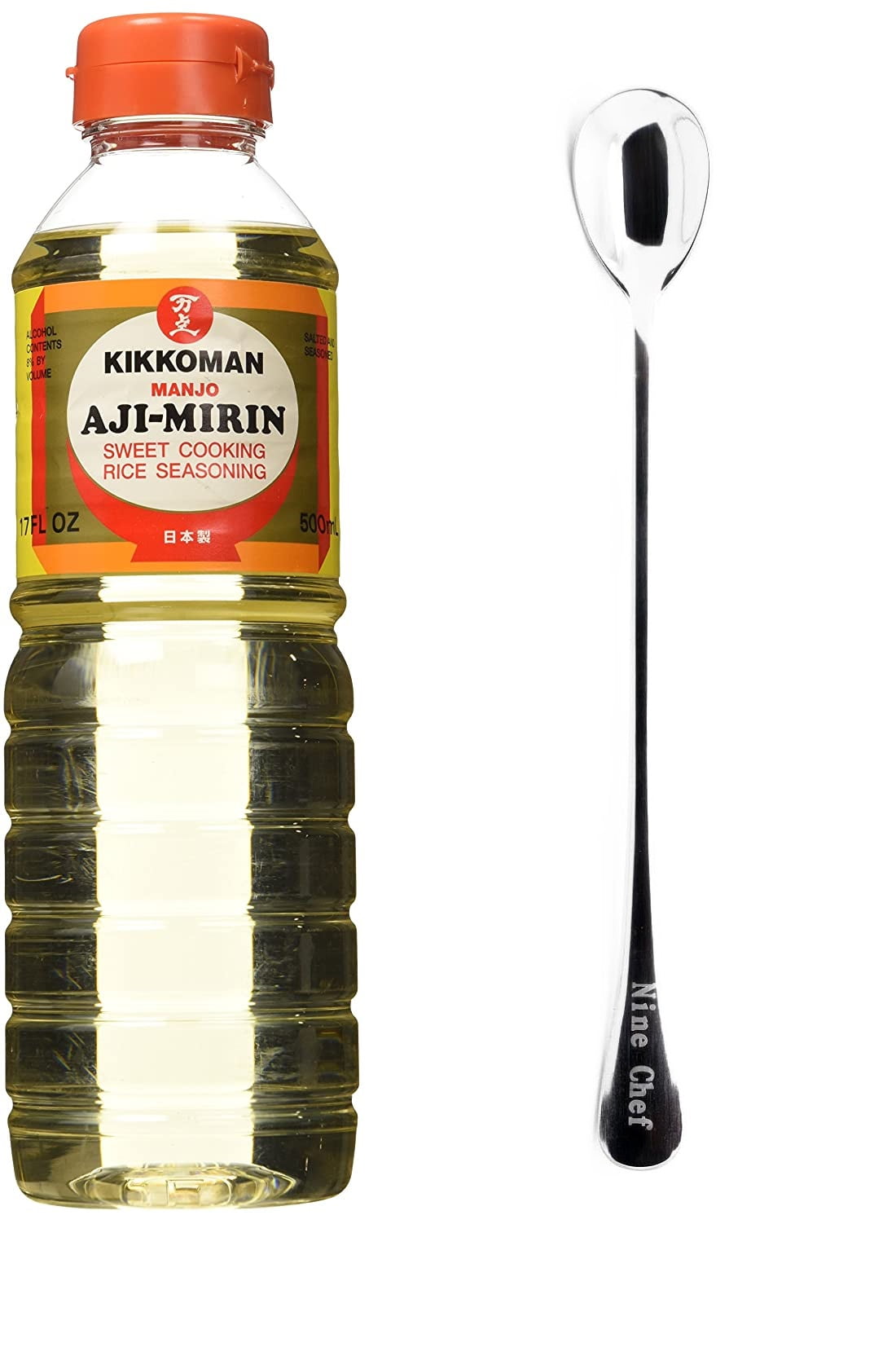 NineChef Bundle - Kikkoman Manjo Aji Mirin 17 fl oz Plus One NineChef Brand Long Handle Coffee Spoon