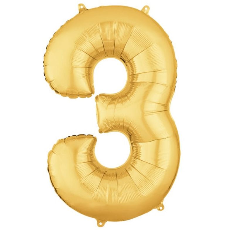 Number 3 Gold Balloon