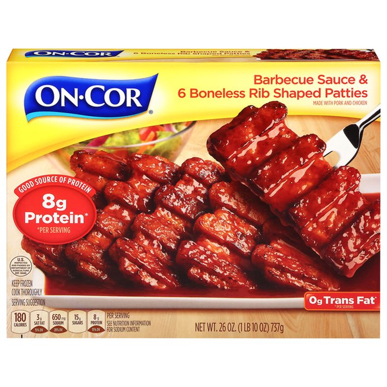 On‑Cor Barbecue Sauce & Boneless Rib Shaped Patties