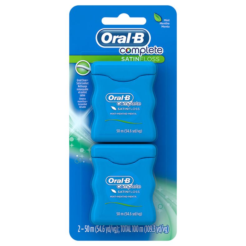 Oral-B Manual Complete Satin Floss Dental Floss, Mint