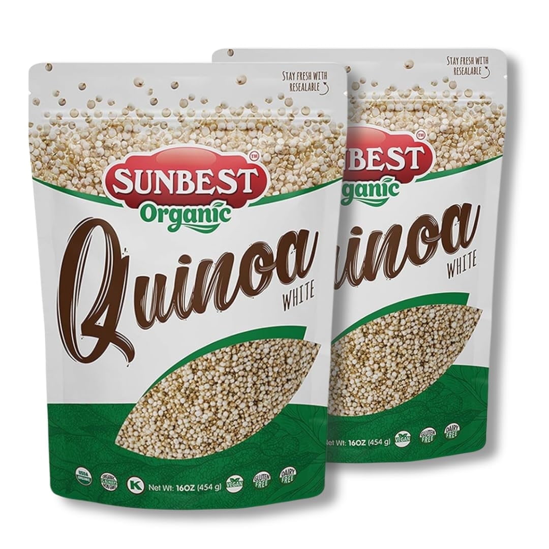 Organic White Quinoa   2 Pack (16oz ea) by Sunbest Organic  USDA Organic Seeds