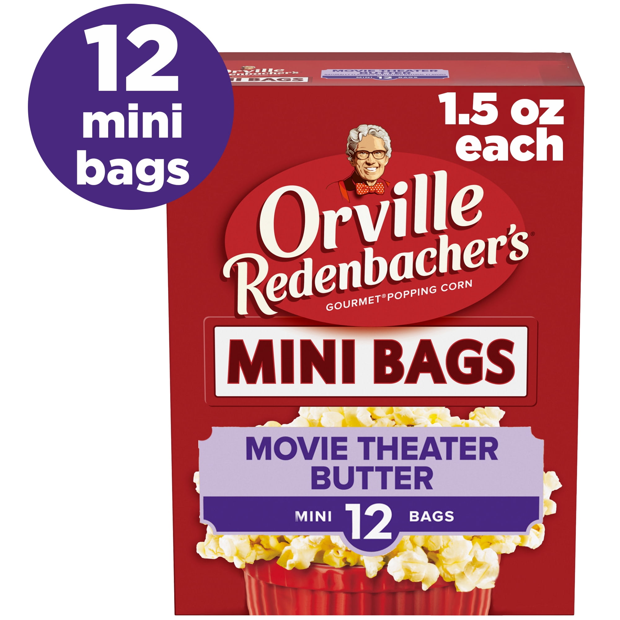 Orville Redenbachers Microwave Popcorn Mini Bags, Movie Theater Butter Flavor, 1.5 oz., 12-Count