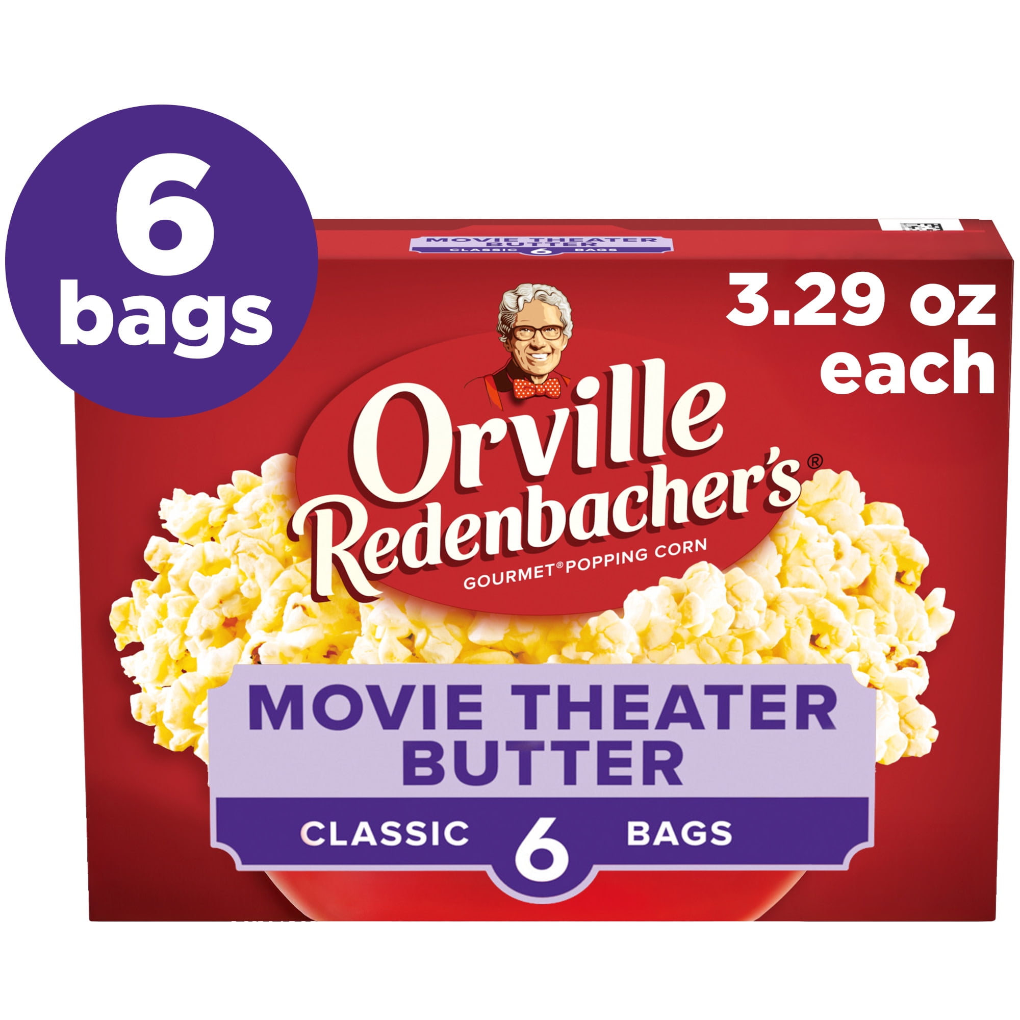 Orville Redenbachers Microwave Popcorn, Movie Theater Butter Flavor, 3 oz., 6-Count
