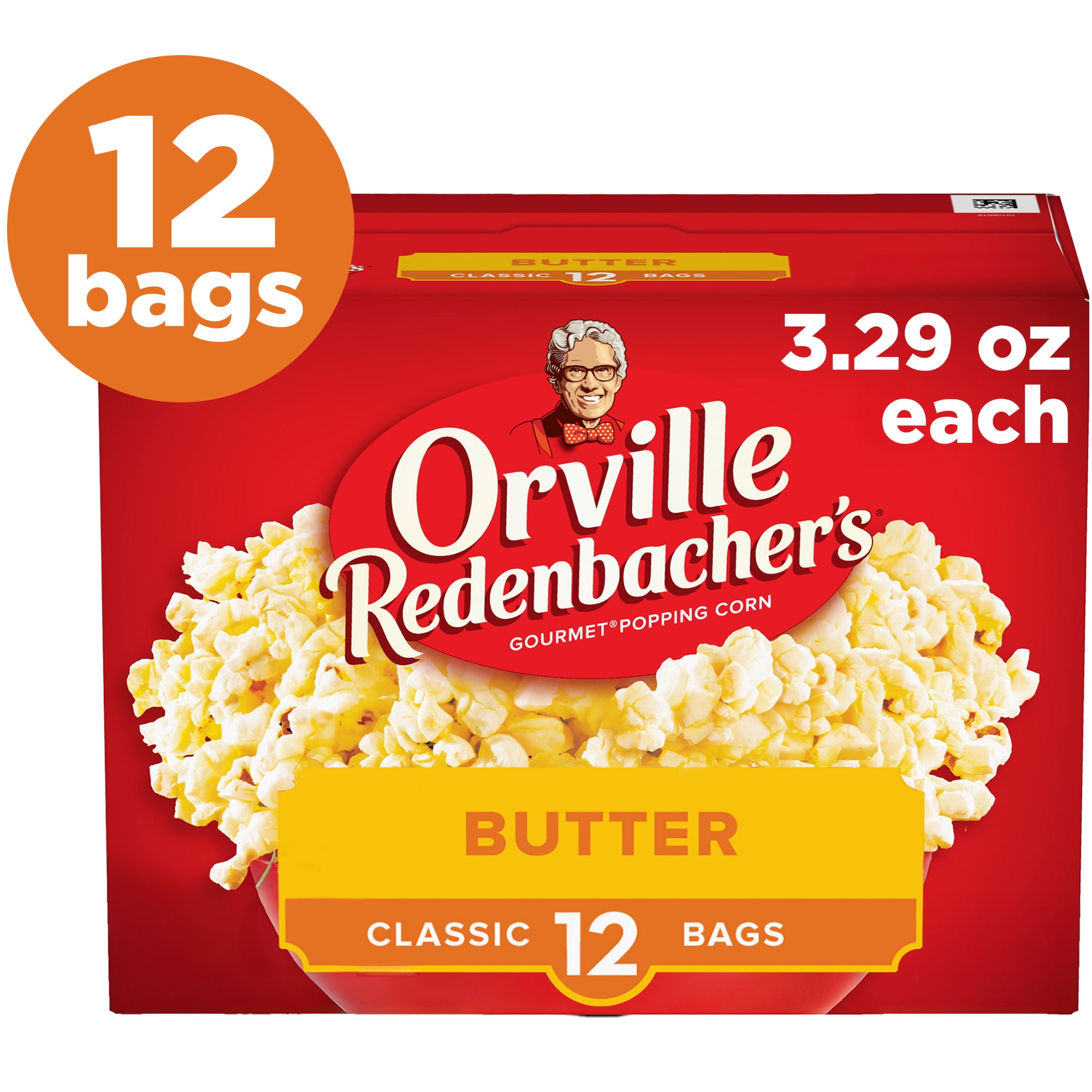 Orville Redenbachers Microwave Popcorn Value Size, Butter Flavor, 3.29 oz., 12-Count