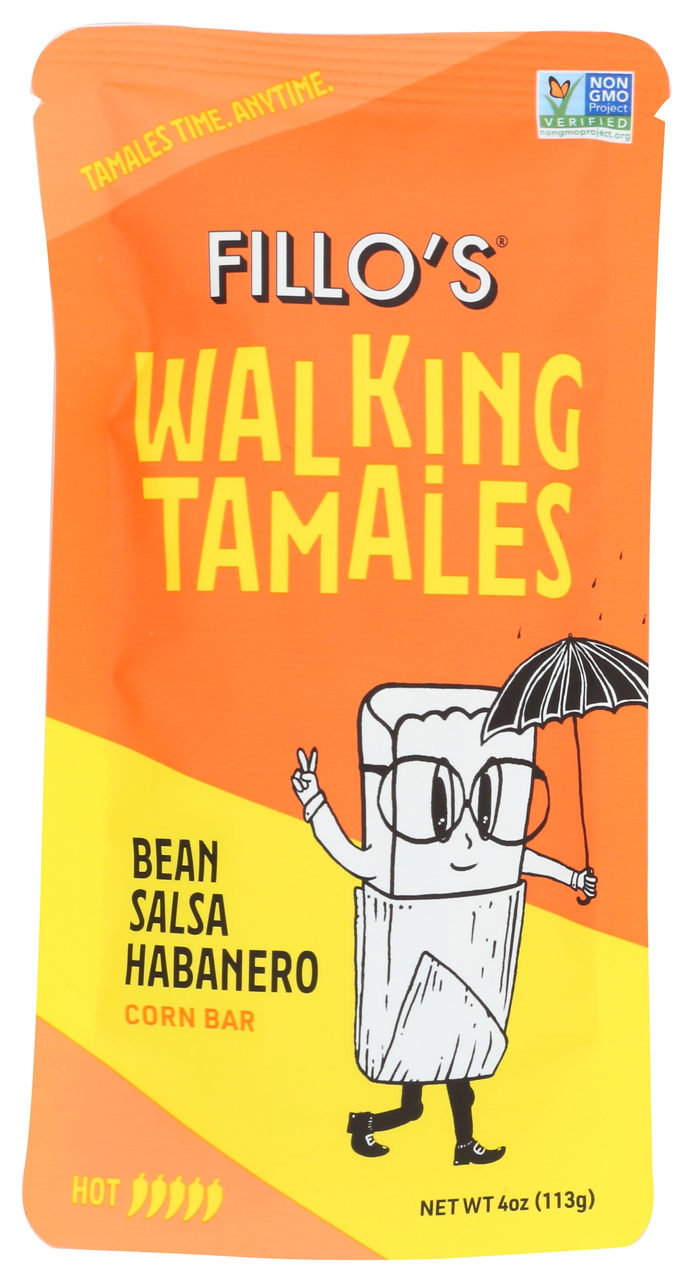 Pack of 7, Fillos Bean Salsa Habanero Walking Tamales Corn Bar, 4 oz