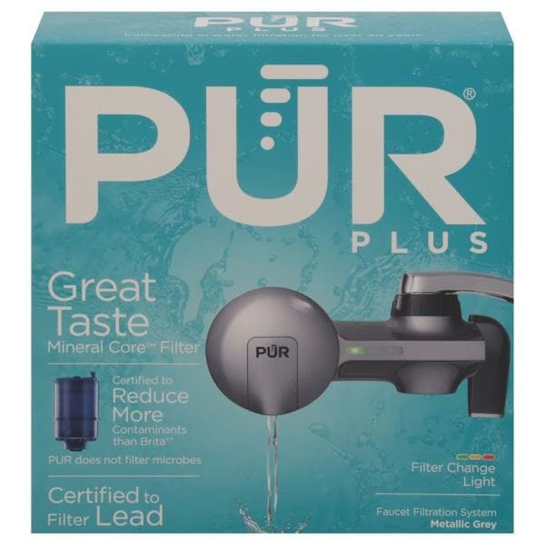 PÜR Grey Metallic Horizontal Faucet Mount With One Filter