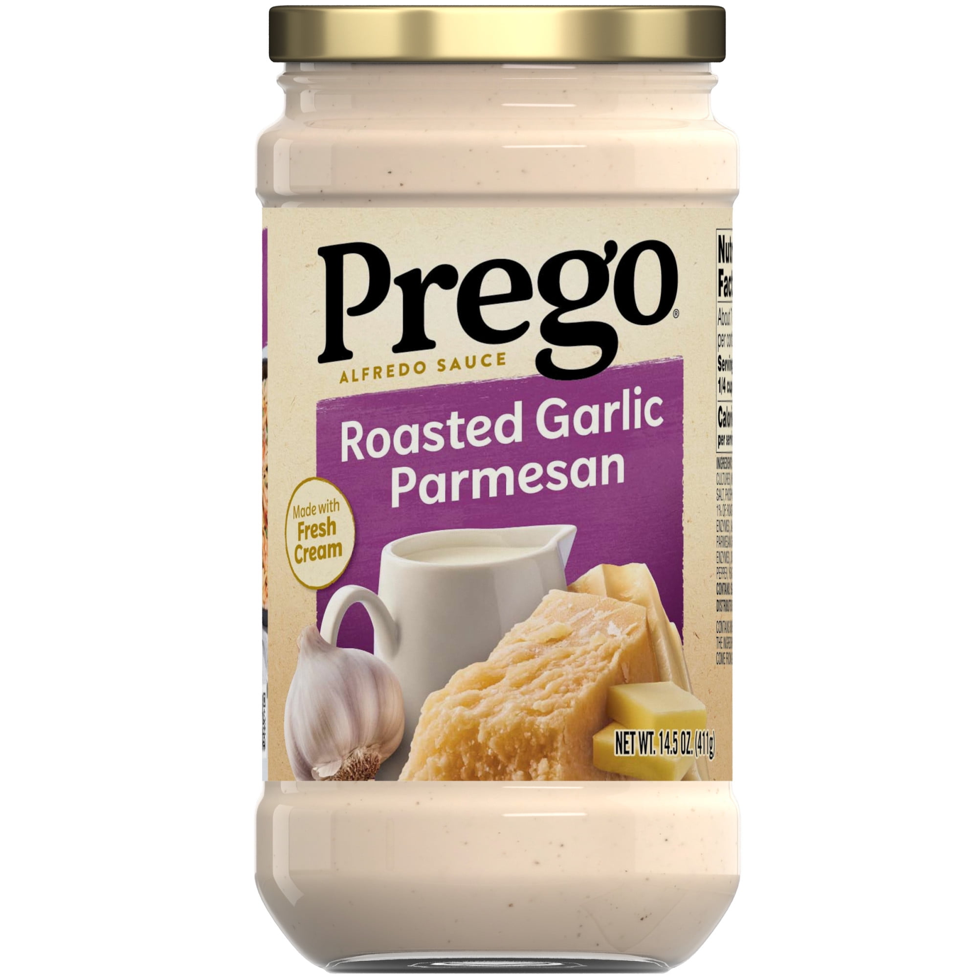Prego Alfredo Pasta Sauce with Roasted Garlic and Parmesan Cheese, 14.5 oz Jar