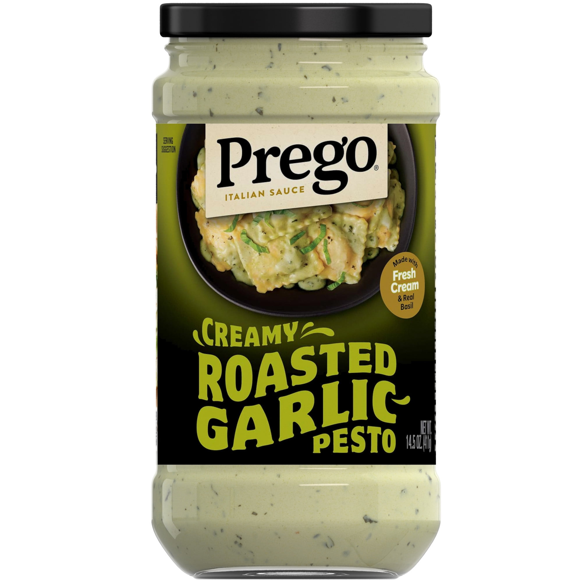 Prego Creamy Roasted Garlic Pesto Pasta Sauce, 14.5 oz Jar