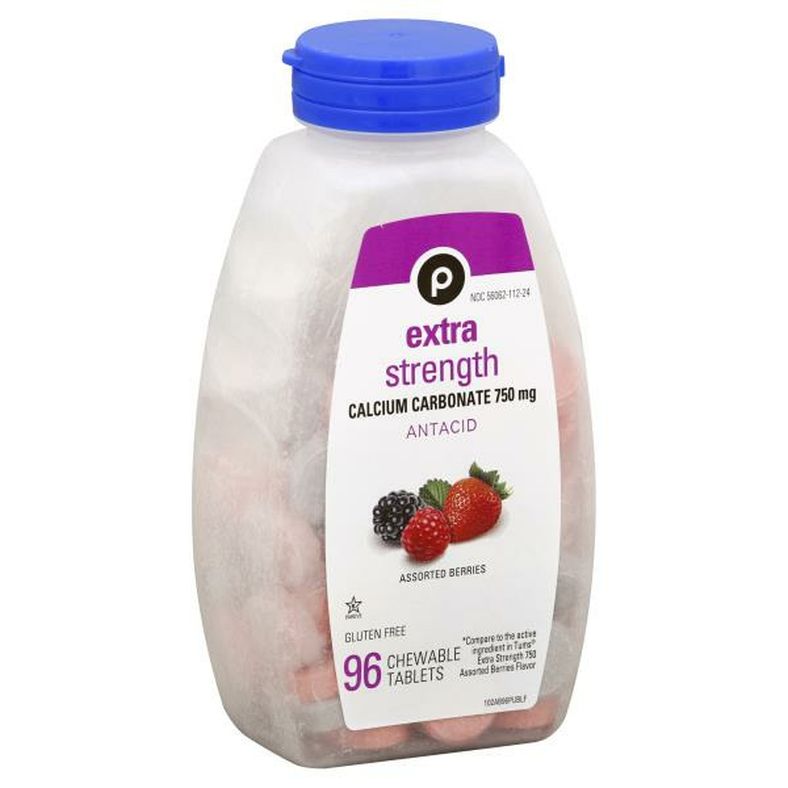 Publix Antacid, Extra Strength, 750 mg, Assorted Berries, Chewable Tablets