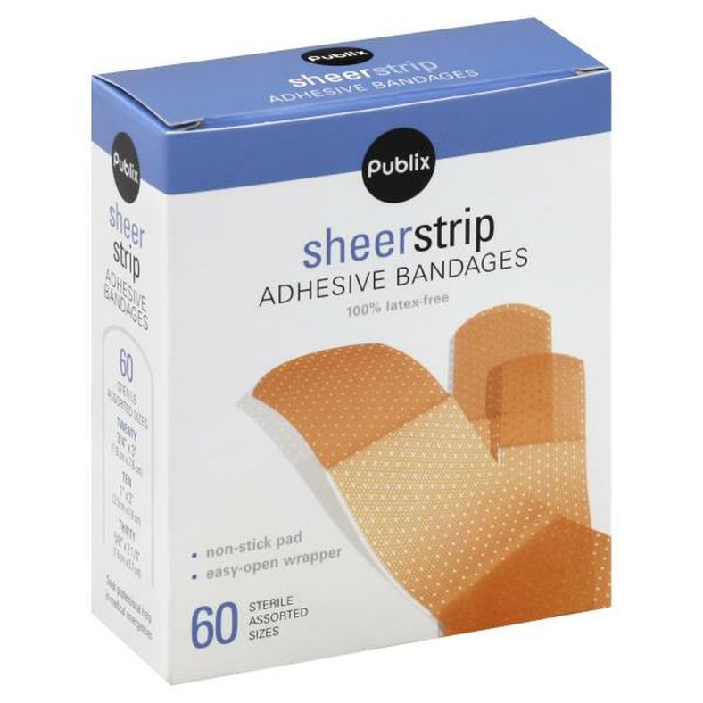Publix Bandages, Adhesive, Sheer Strip, Assorted Sizes