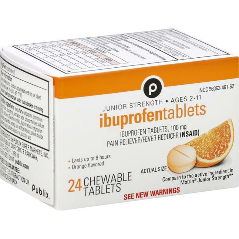 Publix Ibuprofen, Junior Strength, Orange Flavored, Chewable Tablets