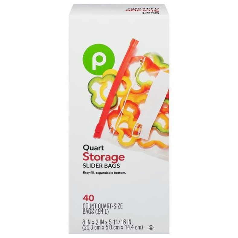 Publix Slider Bags, Easy-Fill, Storage, Quart Size