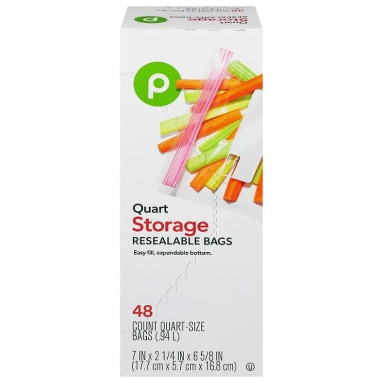 Publix Storage Bags, Resealable, Quart Size
