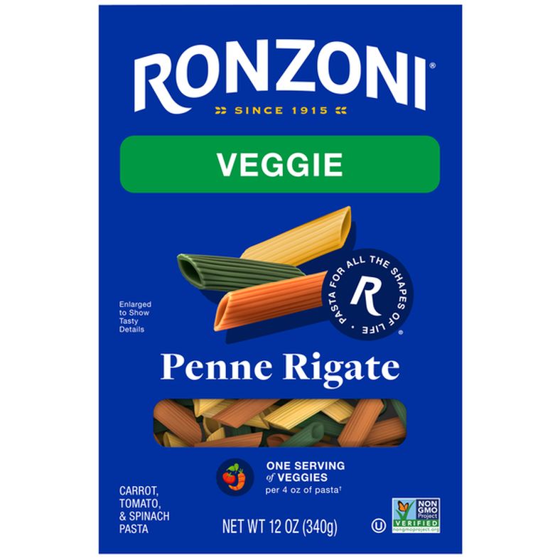 Ronzoni Garden Delight Penne Rigate Non-GMO Tricolor Pasta