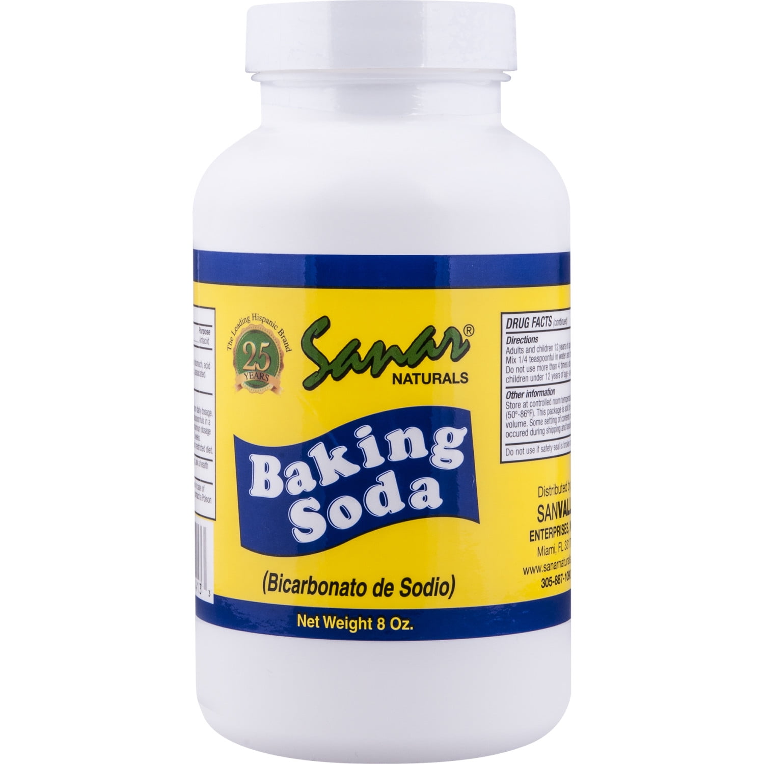 Sanar Naturals Baking Soda for Indigestion, Baking, Cleaning, Deodorizing, 8 oz