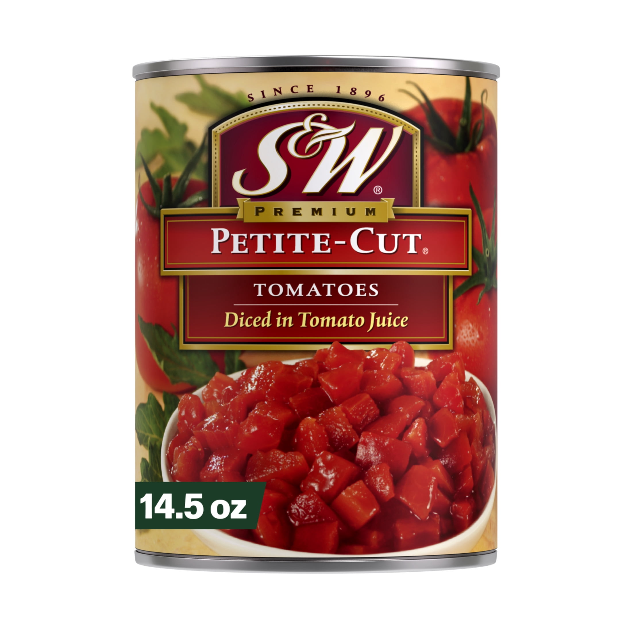 S&W Premium Petite Cut Canned Diced Tomatoes, 14.5 oz Can