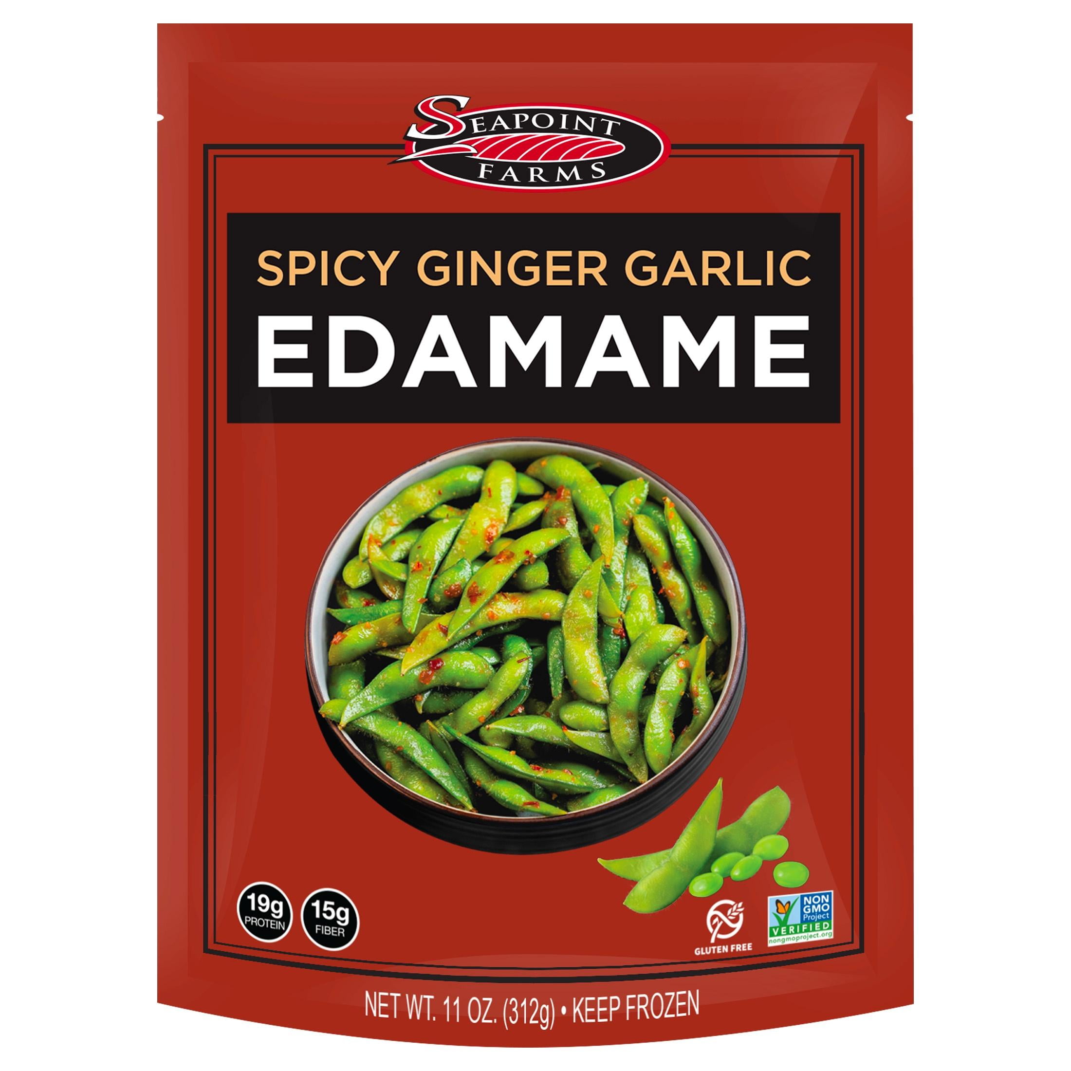 Seapoint Farms Edamame Pods, Spicy Ginger Garlic, Frozen, 11 oz