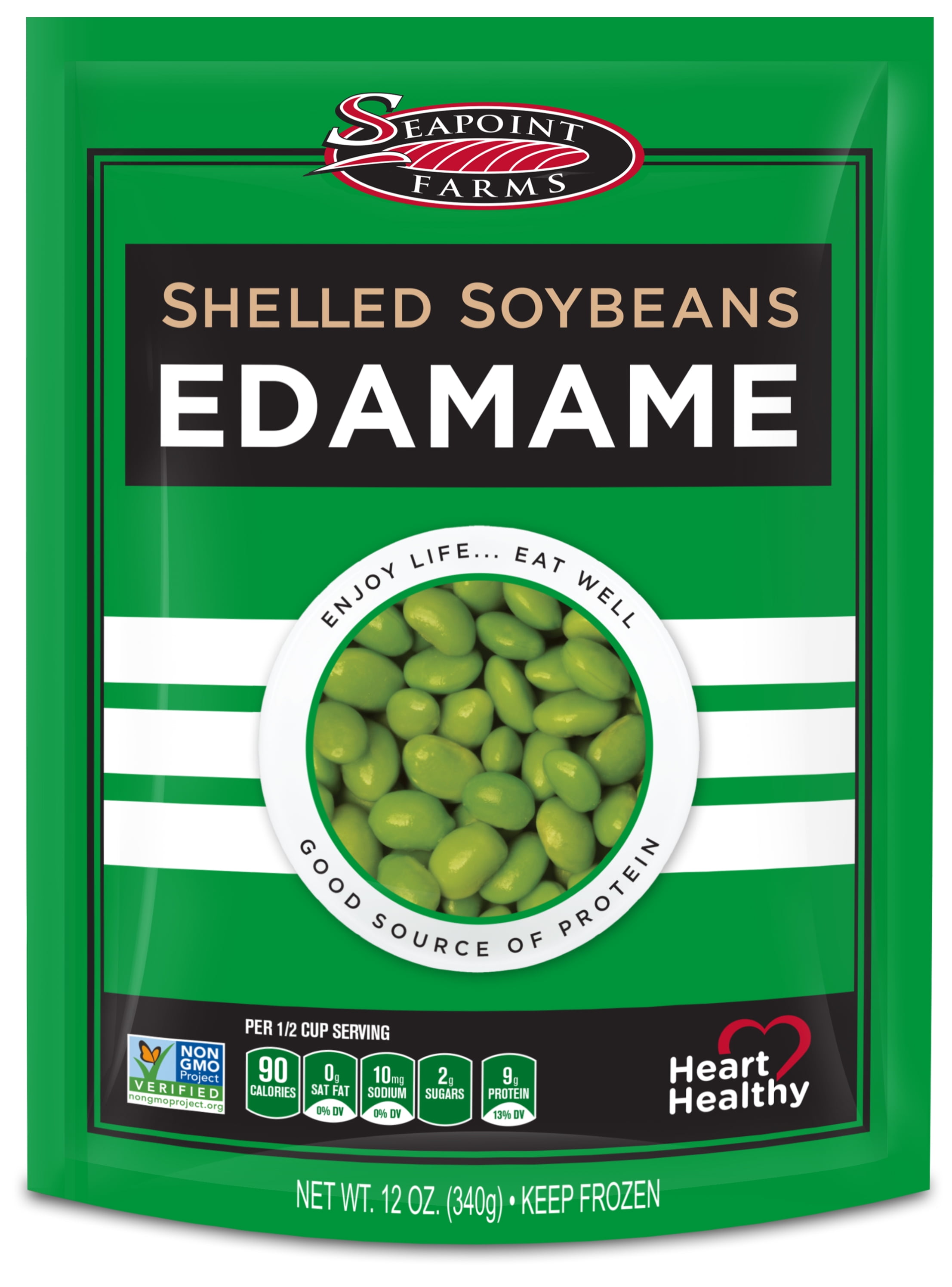 Seapoint Farms Edamame Shelled Soybeans, Net Content 12 oz (Frozen)