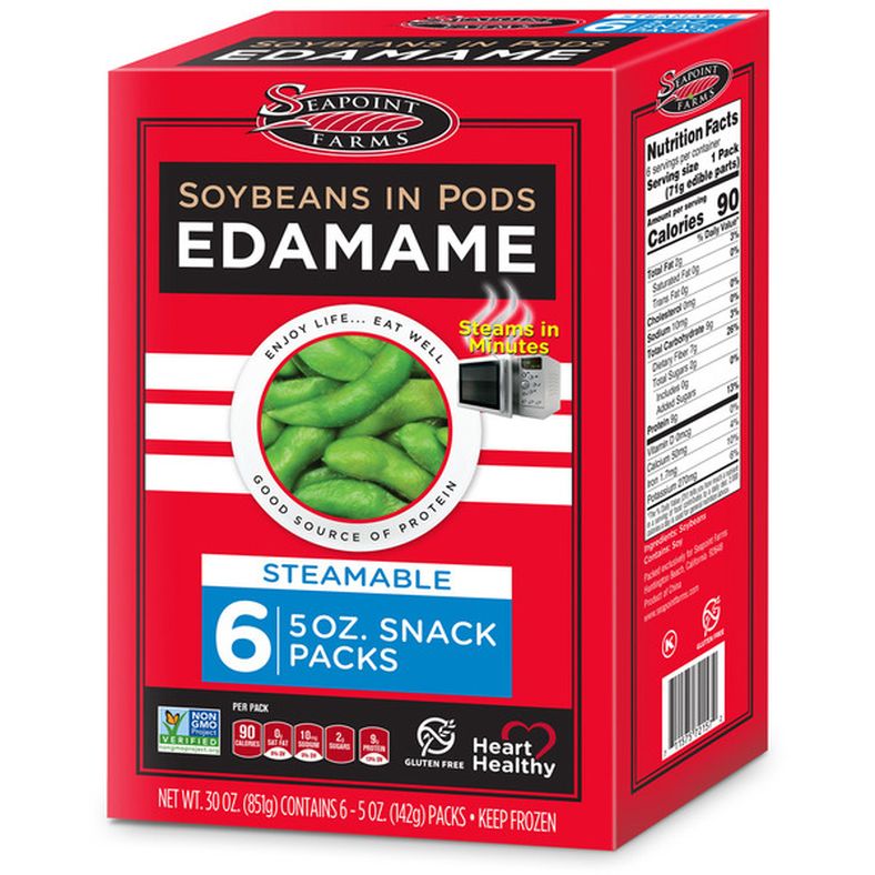 Seapoint Farms Frozen Edamame in Pods, Steamable Snack Packs