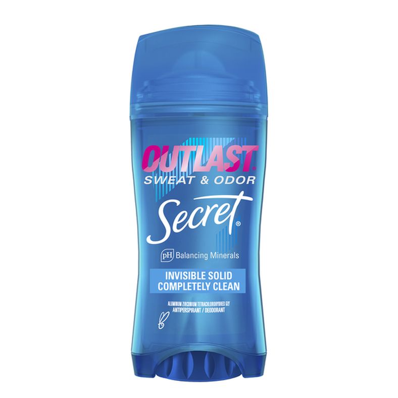 Secret Invisible Solid Antiperspirant Deodorant for Women, Completely Clean Scent