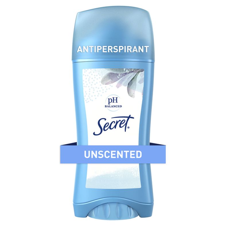 Secret Unscented Invisible Solid Antiperspirant and Deodorant