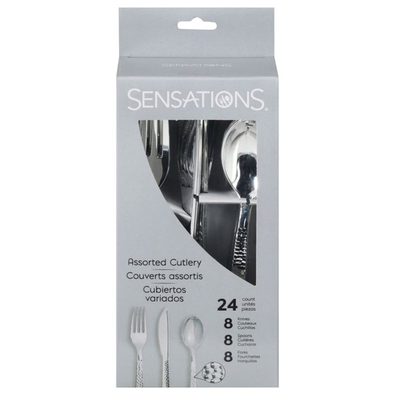 Sensations Cutlery, Assorted, Silver Metallic, Hammered