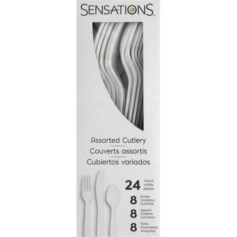 Sensations Cutlery, White, Plastic, Assorted