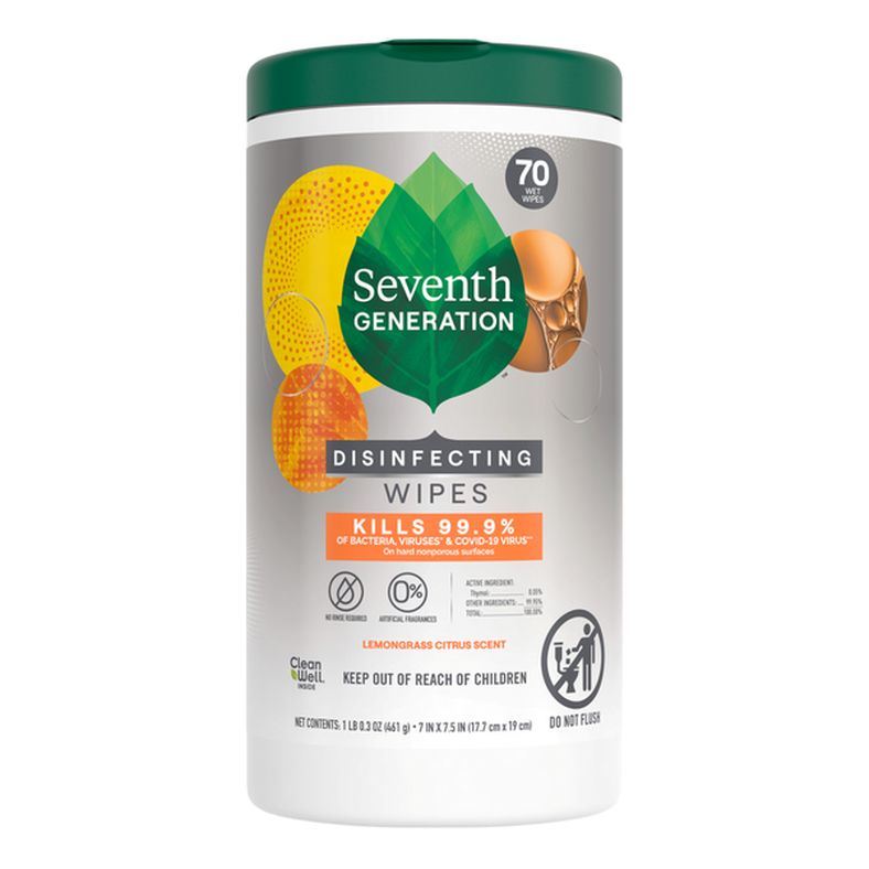 Seventh Generation Disinfectant Wipes Lemongrass Citrus