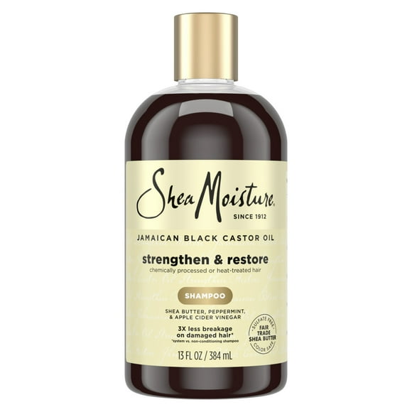 SheaMoisture Strengthen And Restore Shampoo 100% Pure Jamaican Black Castor Oil, 13 fl oz