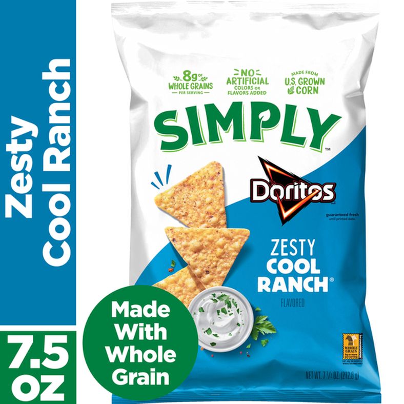 Simply Doritos Tortilla Chips Zesty Cool Ranch Flavored