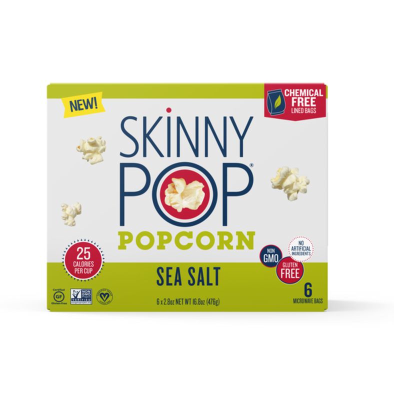 SkinnyPop Microwave Popcorn, Sea Salt