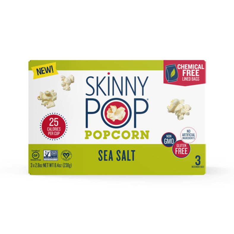 SkinnyPop Microwave Popcorn, Sea Salt