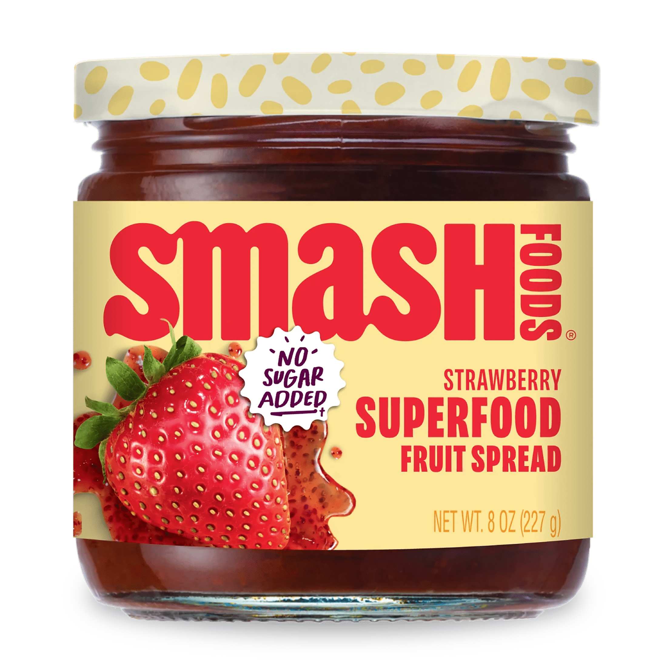 Smash Foods, Strawberry Jam, No Sugar Added, Low-Calorie, Vegan (1 Jar)