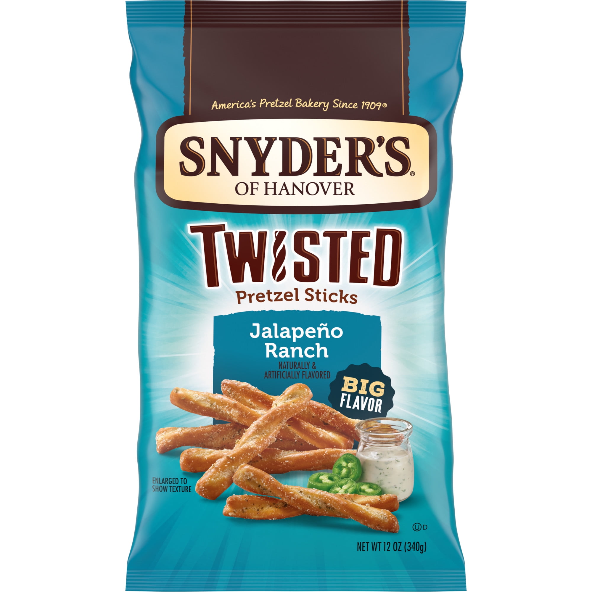 Snyder's of Hanover Jalapeno Ranch Flavored Twisted Pretzel Sticks, 12 oz Bag