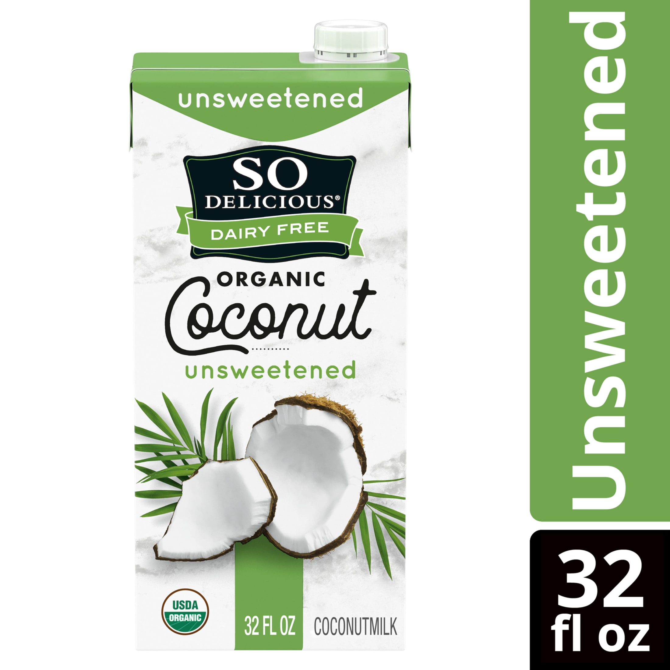 So Delicious Dairy Free Shelf Stable Vegan and Gluten Free Unsweetened Organic Coconut Milk Carton, 32 fl oz
