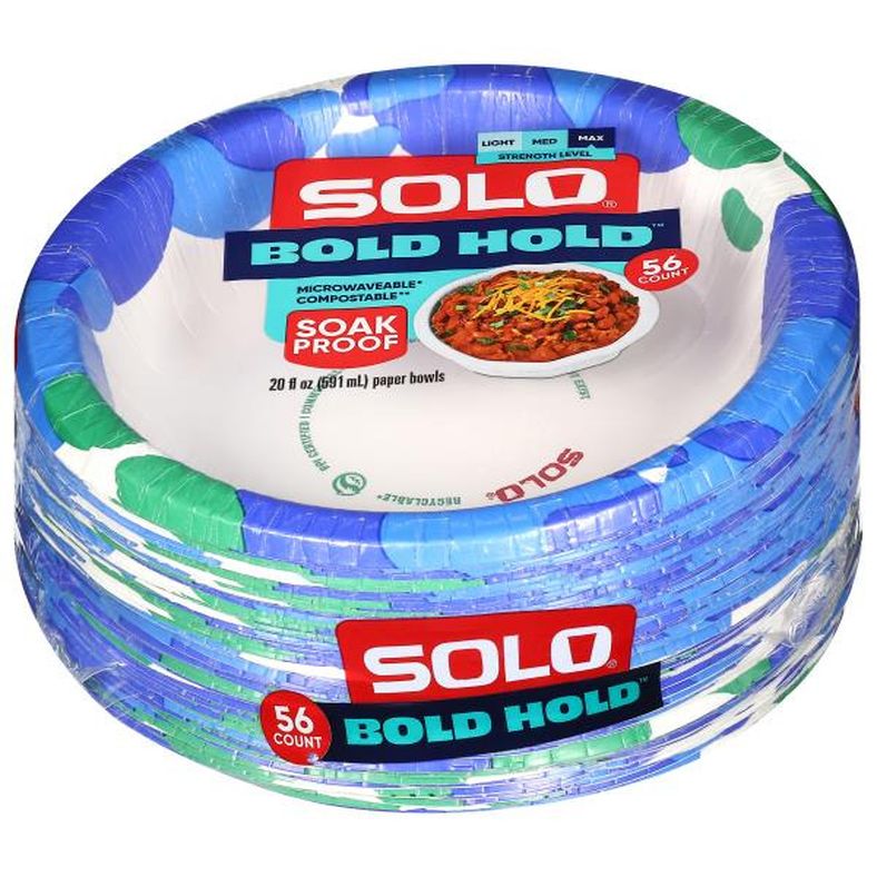 SOLO Paper Bowls, Max Strength, Soak Proof, 20 Fluid Ounce
