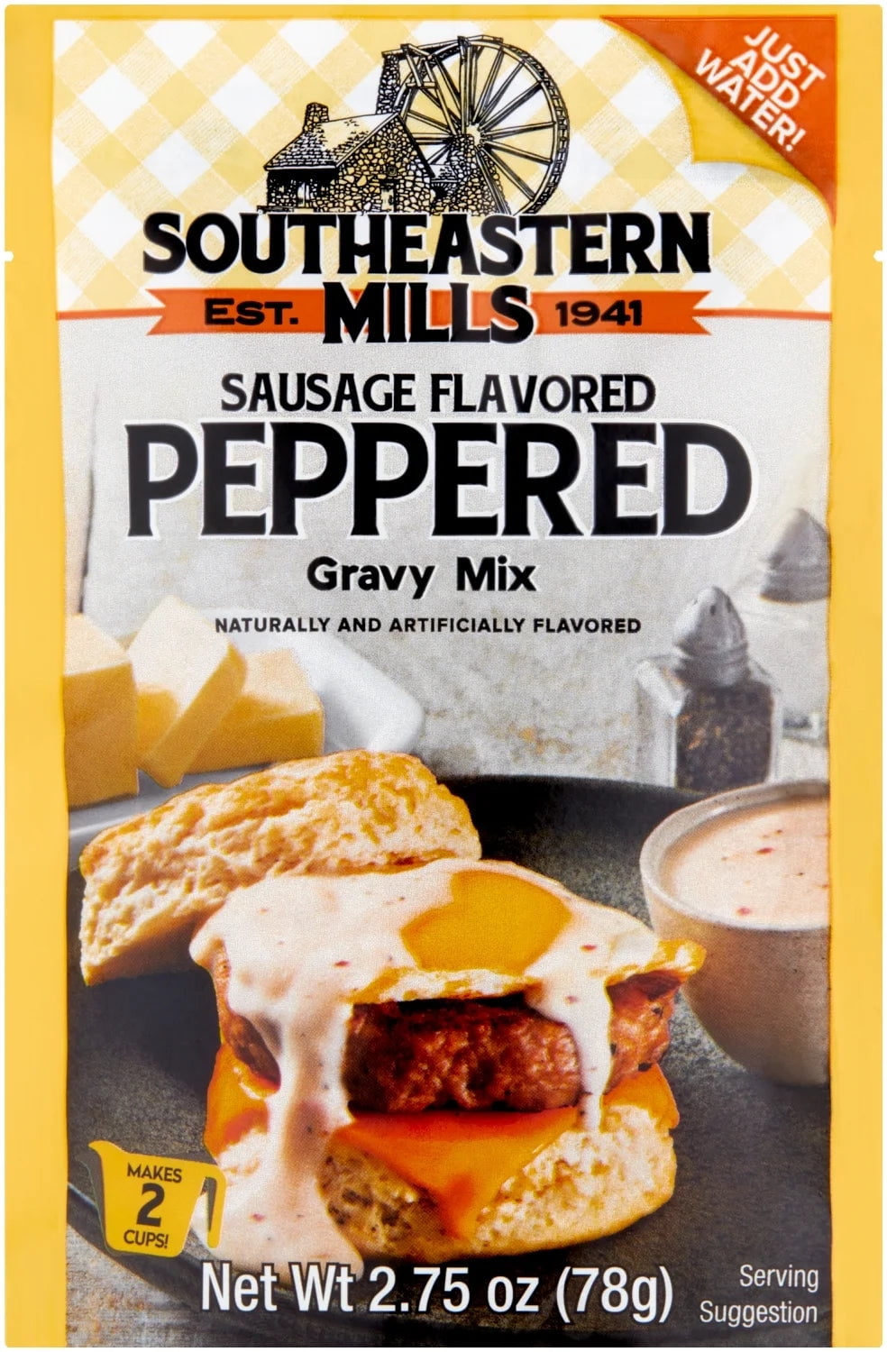 Southeastern Mills Peppered Gravy Mix with Sausage Flavor, 2.75 oz Pouch  Hearty, Southern-Style Gravy for Biscuits and More