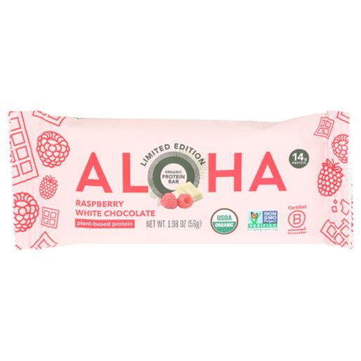 Aloha Organic Raspberry White Chocolate Plant Based Protein Bar