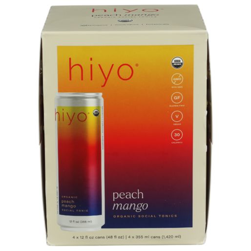 Hiyo Organic Peach Mango Functional Seltzer 4 Pack - Available at Green Garden Foods on StoresGo
