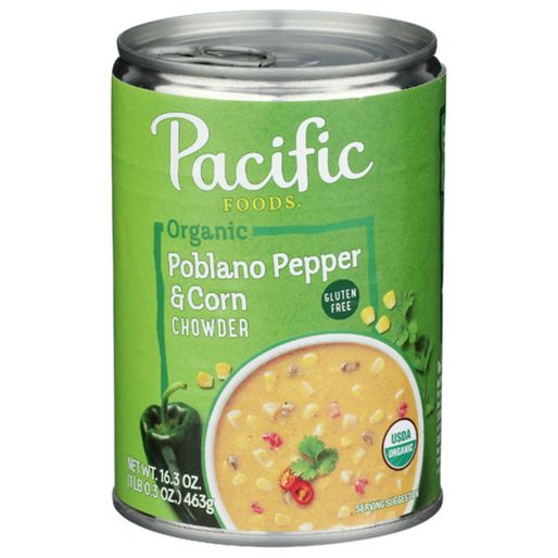 Pacific Foods Organic Poblano Pepper & Corn Chowder Soup - Available at Green Garden Foods on StoresGo