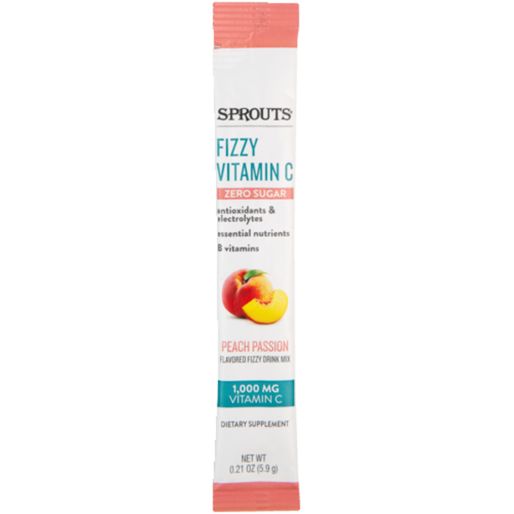 Sprouts Peach Passion Zero Sugar Fizzy Vitamin C Drink Mix Single Packet