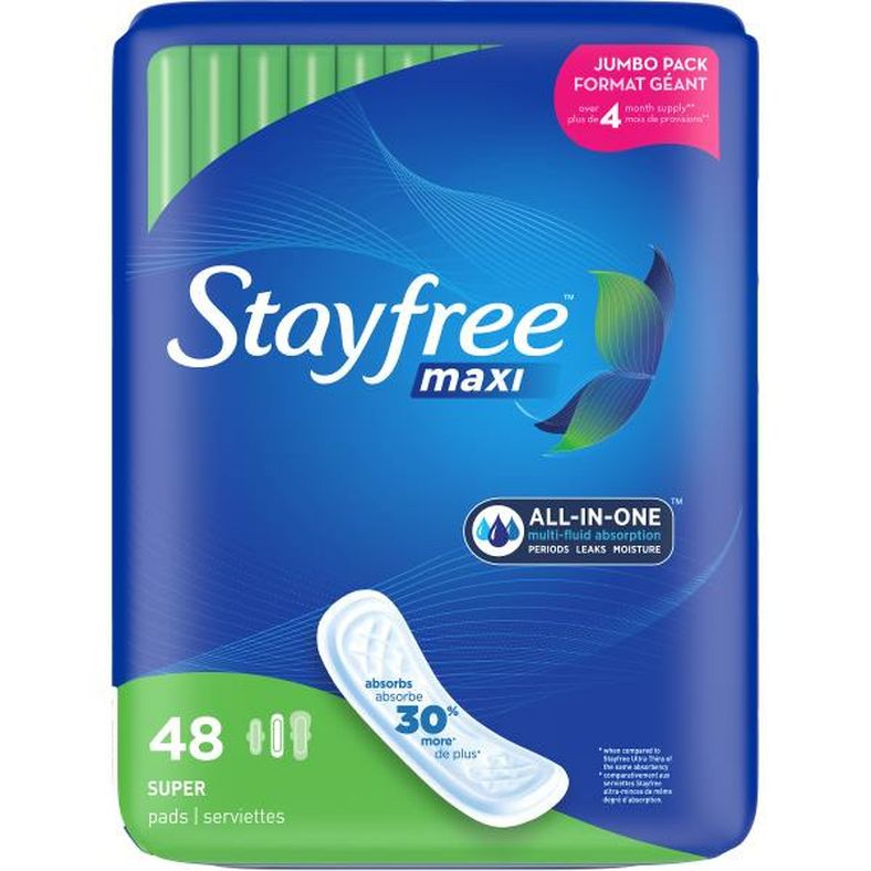 Stayfree Pads, Maxi, Super, Jumbo Pack