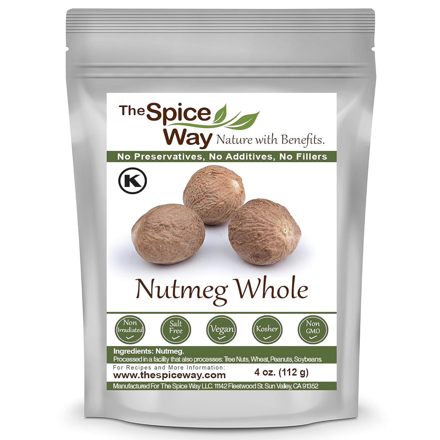 The Spice Way Whole Nutmeg - Middle Eastern, and Asian Spice Blend, All Natural  4 Oz.