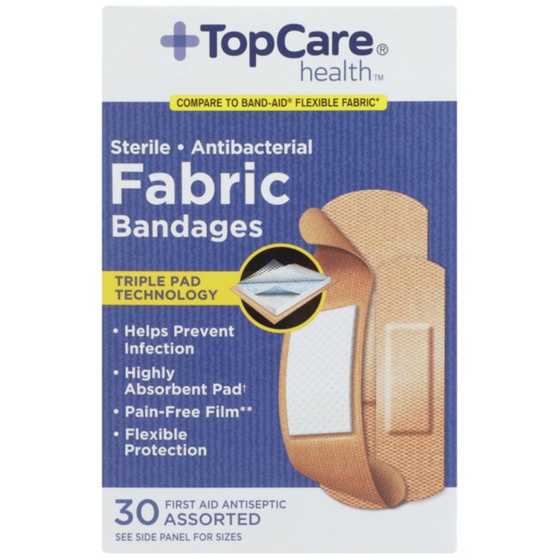 TopCare Antibacterial Fabric First Aid Antiseptic Assorted Bandages