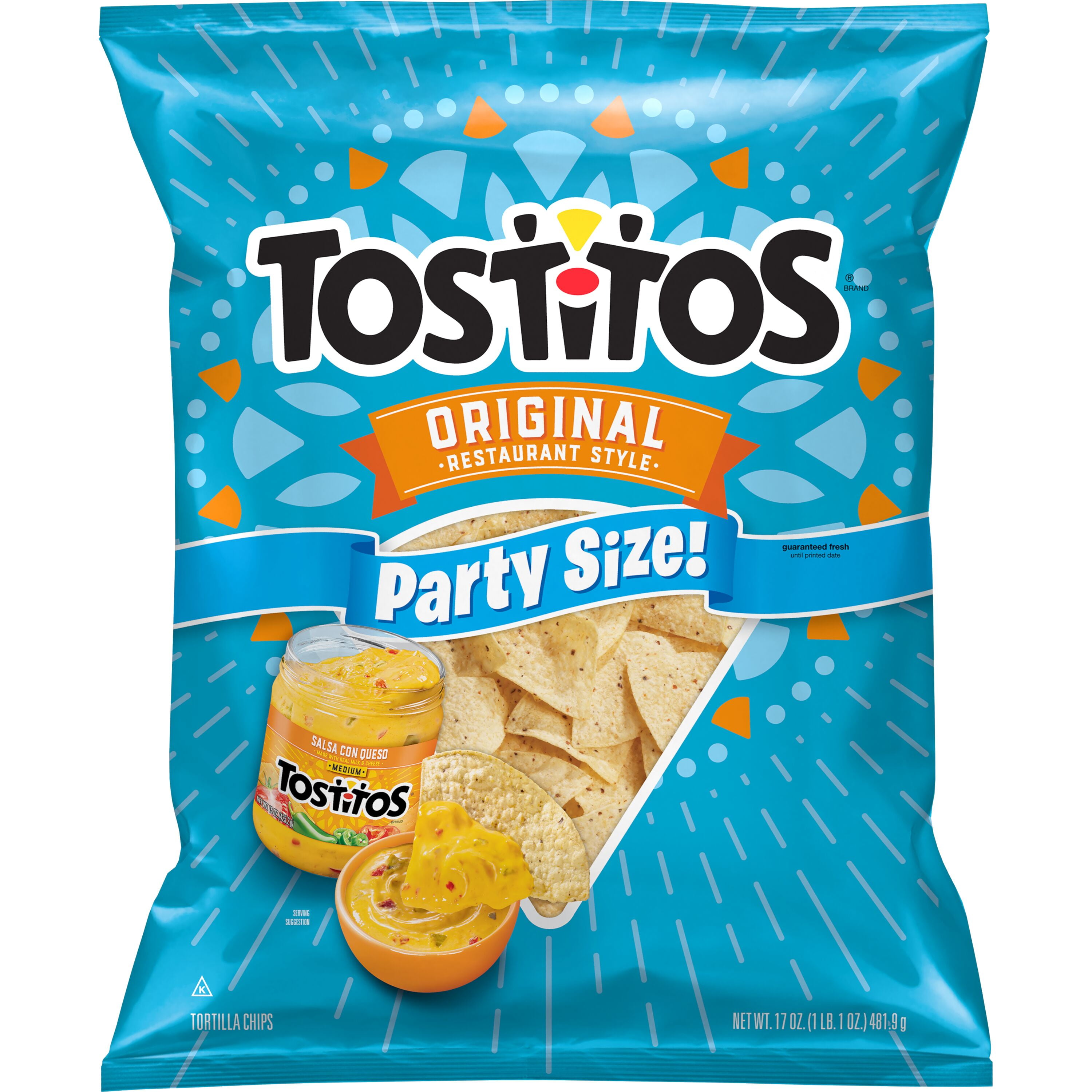 Tostitos Restaurant Style Original Tortilla Chips, 17 oz Party Size Bag